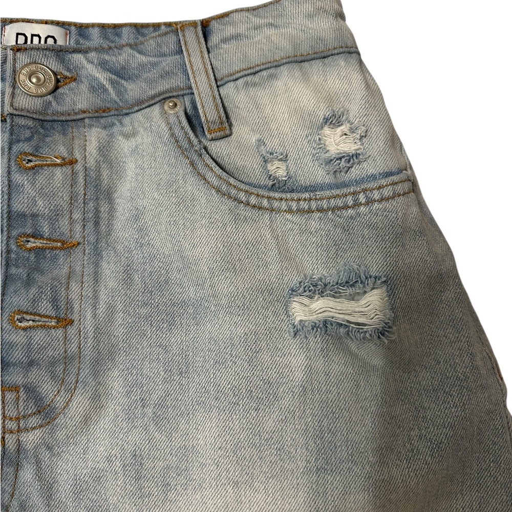 BDG Light Blue Distressed Denim Mini Skirt - Picture 2 of 5